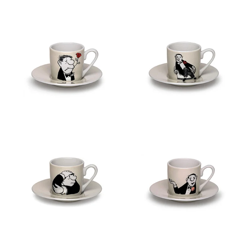 4 Espressostassen mit Künstlermotiven im Set
