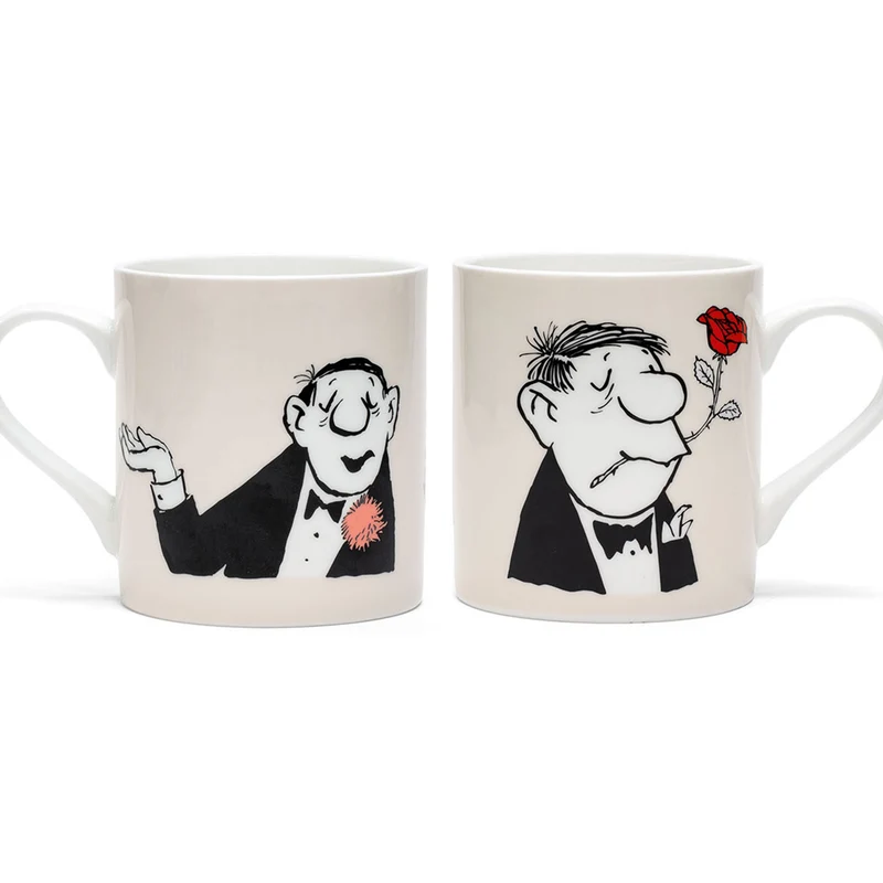 2 Loriot Becher mit Künstlermotiven "Rosenkavalier" & "Conférencier"