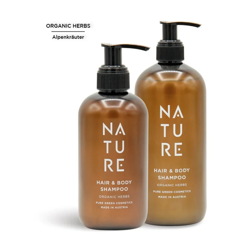 Hair & Body Shampoo 'Organic Herbs' | tierversuchsfrei | vegan | Kunststoffgebinde mit Pumpfunktion | Made in Austria
