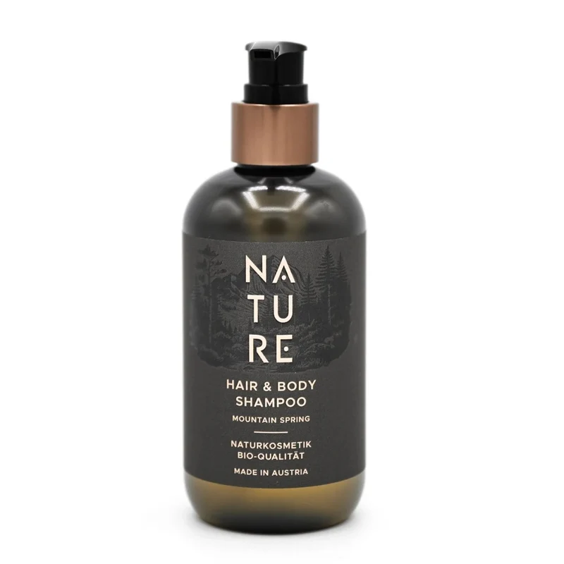 Hair & Body Shampoo 'Mountain Spring' | tierversuchsfrei | vegan | Kunststoffgebinde mit Pumpfunktion | Made in Austria