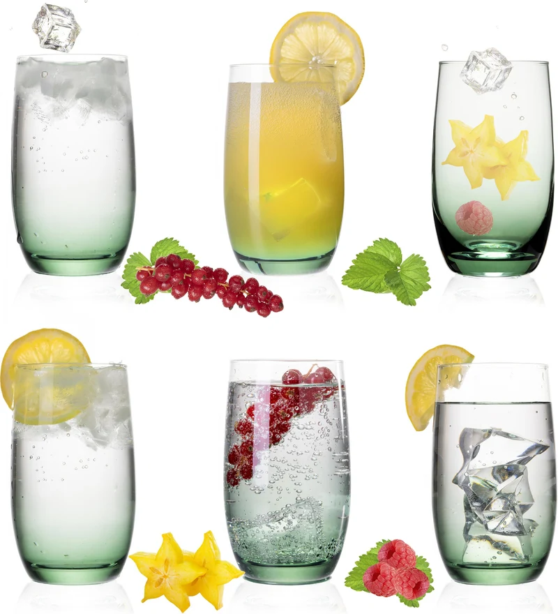 PLATINUX Elegante Ombré Trinkgläser Grün aus Glas 280ml (max. 370ml) Set 6 Teilig