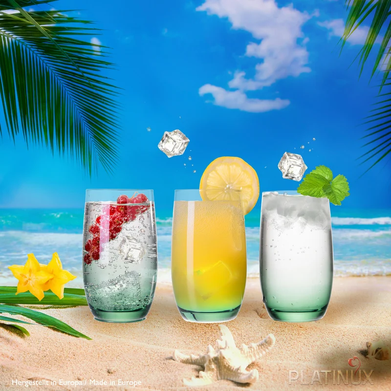 PLATINUX Elegante Ombré Trinkgläser Grün aus Glas 280ml (max. 370ml) Set 6 Teilig