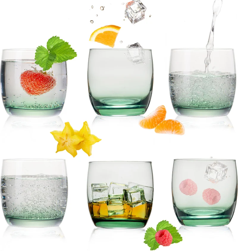 PLATINUX Elegante Trinkgläser aus Glas Ombré Effekt Grün 200ml (max. 320ml) Set 6 Teilig