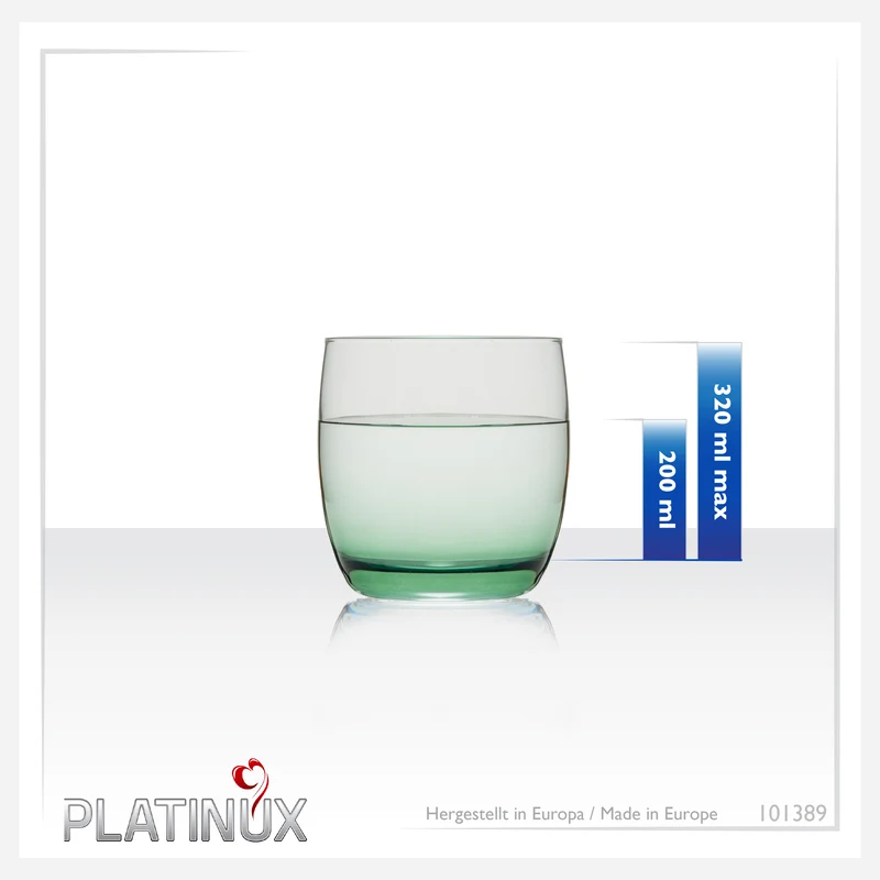 PLATINUX Elegante Trinkgläser aus Glas Ombré Effekt Grün 200ml (max. 320ml) Set 6 Teilig