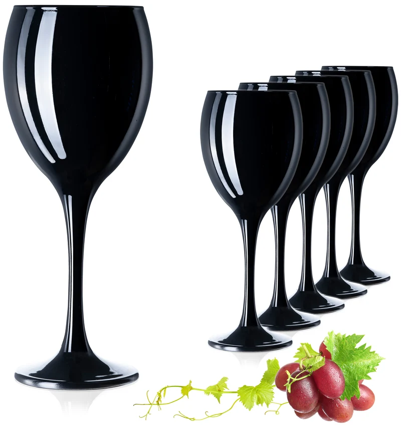 PLATINUX Schwarze Weingläser aus Glas Set 6 Teilig 130ml (max. 320ml)