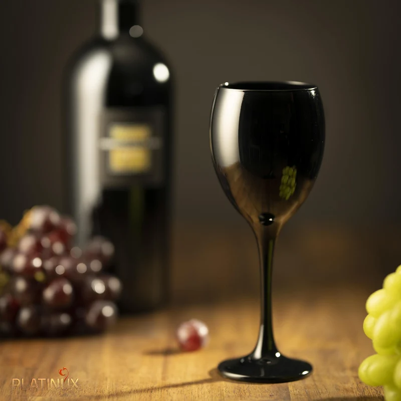 PLATINUX Schwarze Weingläser aus Glas Set 6 Teilig 130ml (max. 320ml)