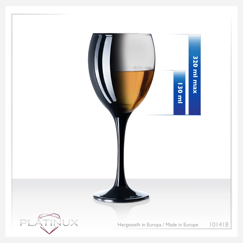 PLATINUX Schwarze Weingläser aus Glas Set 6 Teilig 130ml (max. 320ml)
