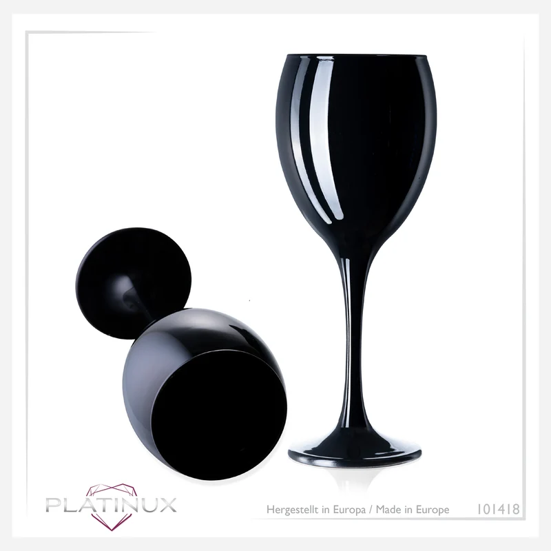 PLATINUX Schwarze Weingläser aus Glas Set 6 Teilig 130ml (max. 320ml)