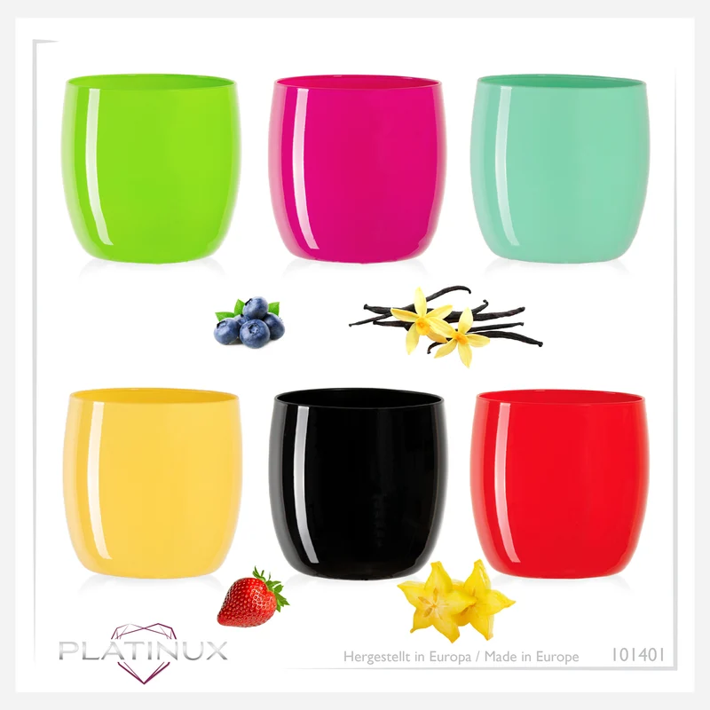 PLATINUX Bunte Elegante Trinkgläser 260ml (max. 310ml) Set 6 Teilig