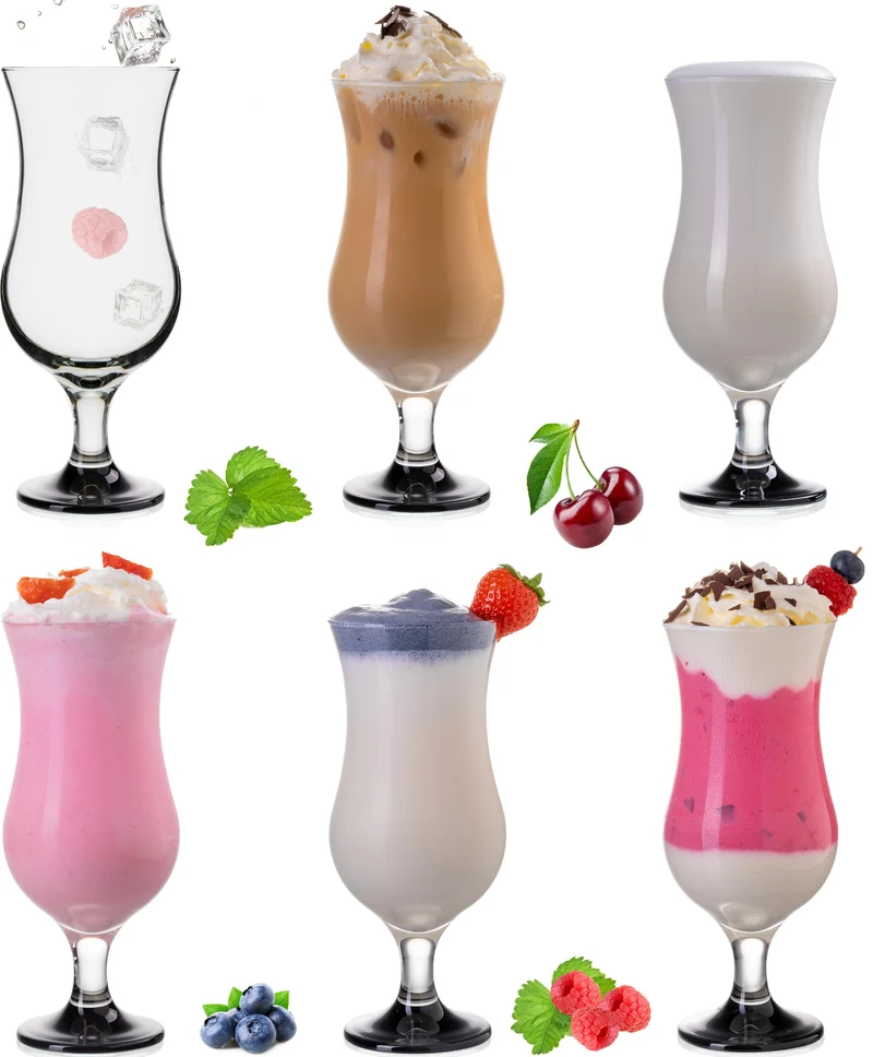 PLATINUX Cocktailgläser aus Glas mit Schwarzem Ombré Effekt 400ml (max. 470ml) Set 6 Teilig