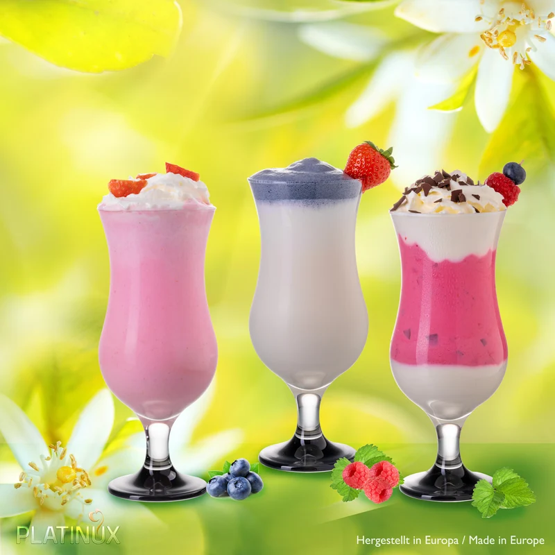 PLATINUX Cocktailgläser aus Glas mit Schwarzem Ombré Effekt 400ml (max. 470ml) Set 6 Teilig