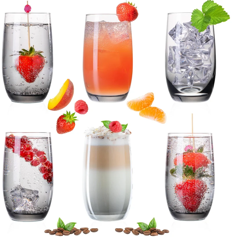 PLATINUX Elegante Ombré Trinkgläser aus Glas Schwarz 280ml (max. 370ml) Set 6 Teilig