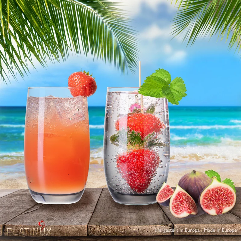 PLATINUX Elegante Ombré Trinkgläser aus Glas Schwarz 280ml (max. 370ml) Set 6 Teilig