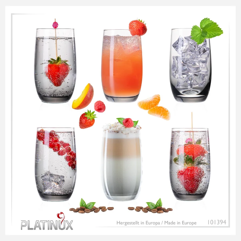 PLATINUX Elegante Ombré Trinkgläser aus Glas Schwarz 280ml (max. 370ml) Set 6 Teilig
