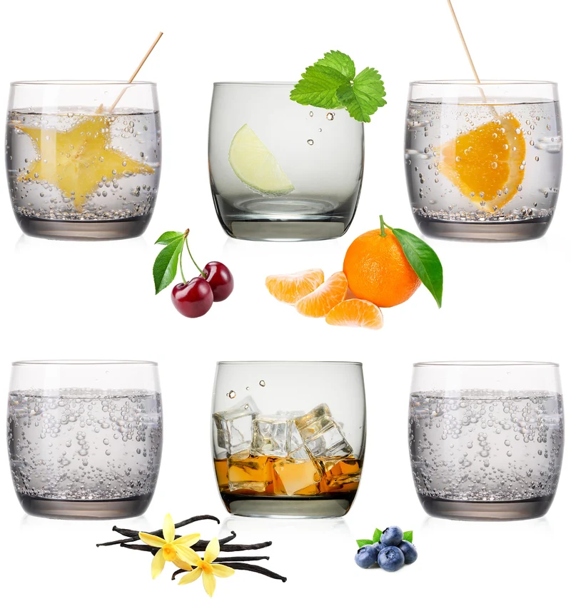 PLATINUX Elegante Trinkgläser aus Glas Schwarz Ombré 200ml (max. 320ml) Set 6 Teilig klein