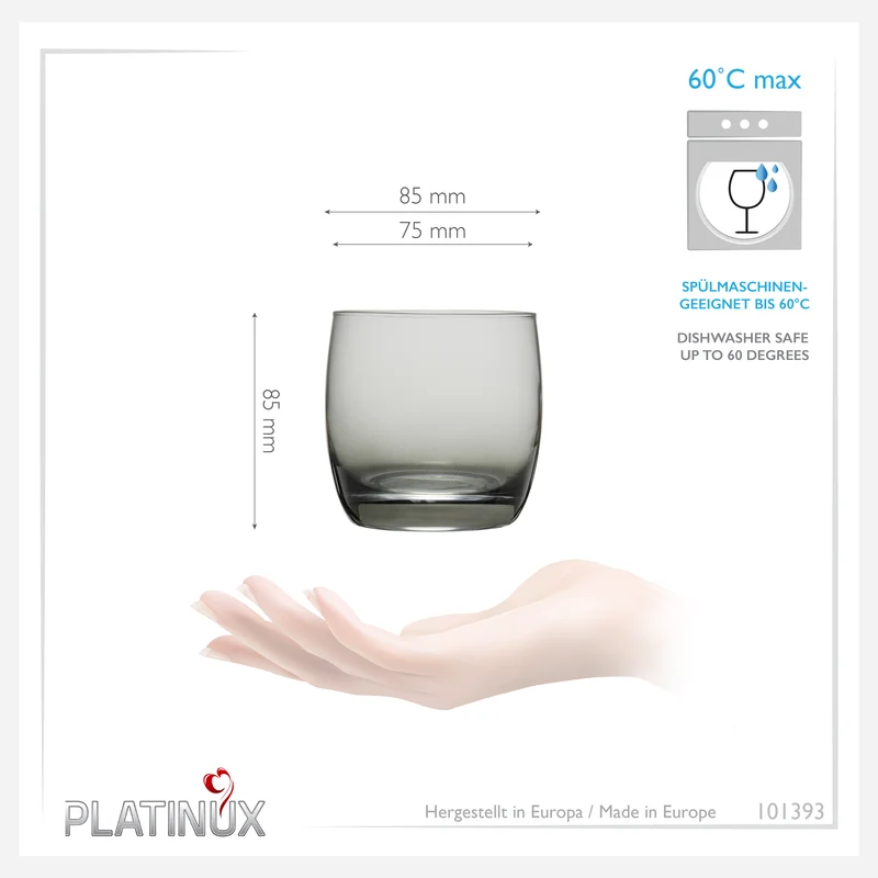PLATINUX Elegante Trinkgläser aus Glas Schwarz Ombré 200ml (max. 320ml) Set 6 Teilig klein