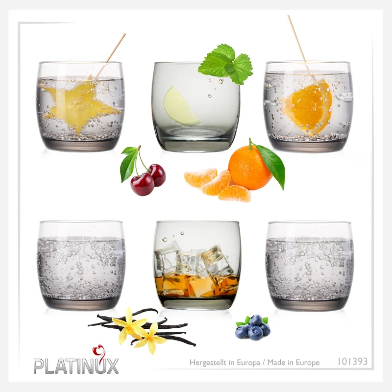 PLATINUX Elegante Trinkgläser aus Glas Schwarz Ombré 200ml (max. 320ml) Set 6 Teilig klein