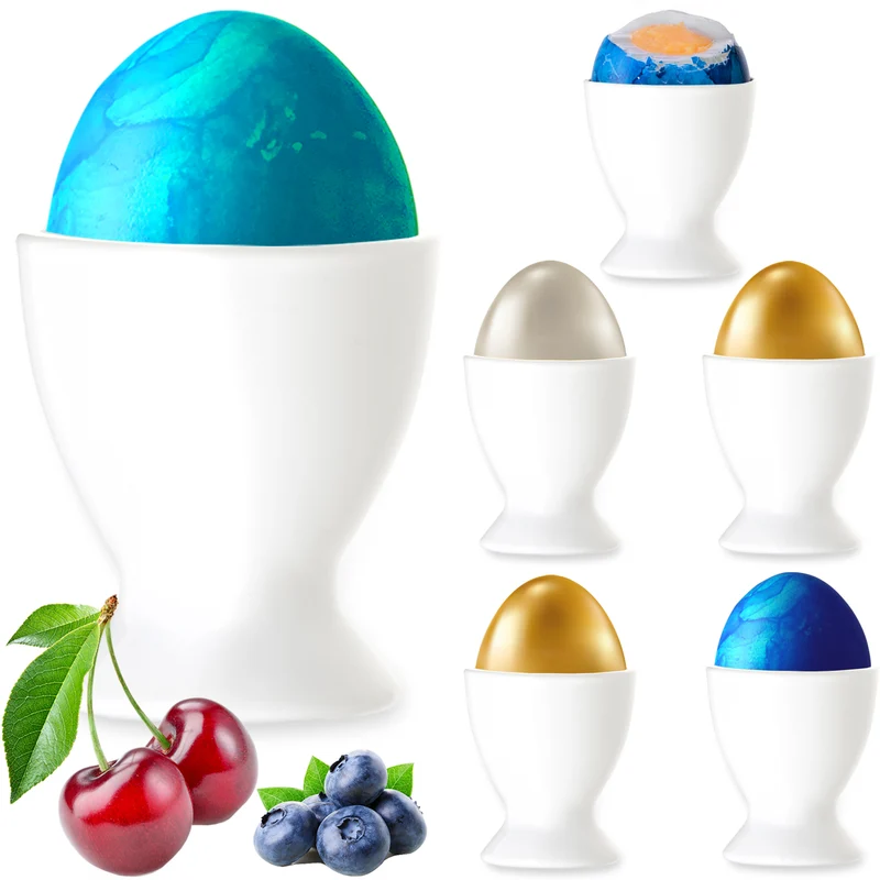 PLATINUX Weiße Eierbecher Set aus Glas 6-Teilig Eierständer Frühstück Egg-Cup 35ml