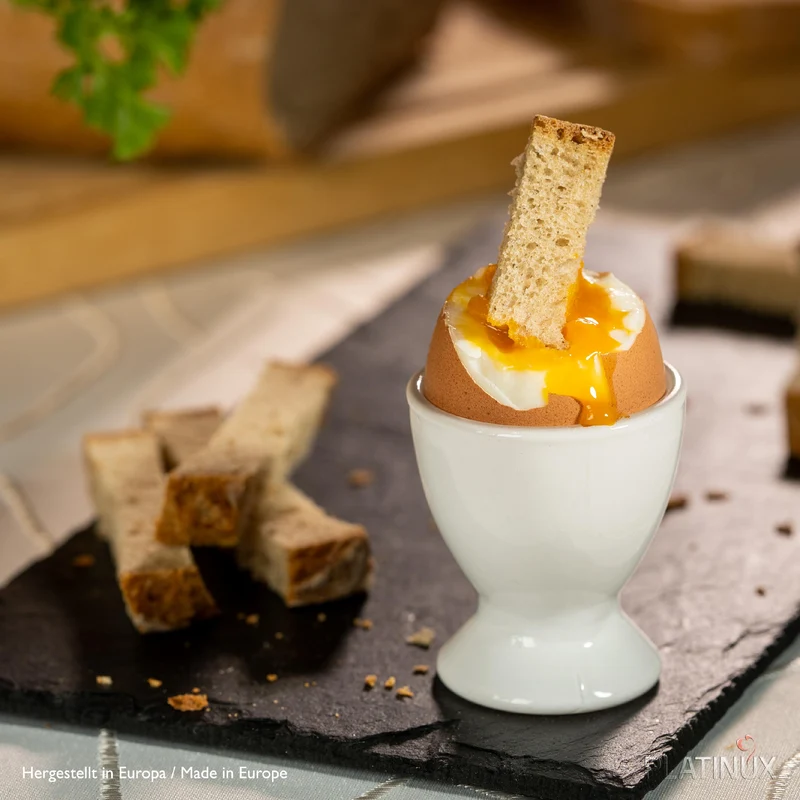 PLATINUX Weiße Eierbecher Set aus Glas 6-Teilig Eierständer Frühstück Egg-Cup 35ml
