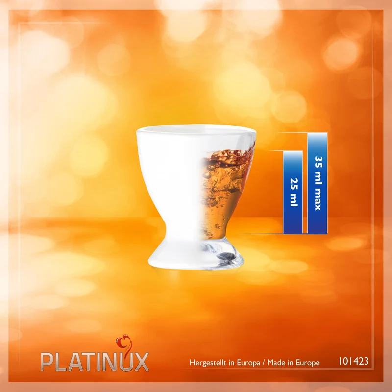 PLATINUX Weiße Eierbecher Set aus Glas 6-Teilig Eierständer Frühstück Egg-Cup 35ml