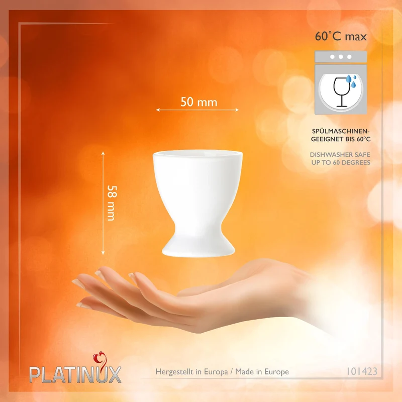 PLATINUX Weiße Eierbecher Set aus Glas 6-Teilig Eierständer Frühstück Egg-Cup 35ml
