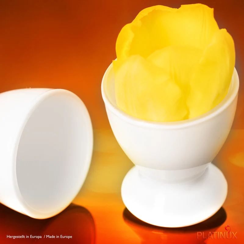 PLATINUX Weiße Eierbecher Set aus Glas 6-Teilig Eierständer Frühstück Egg-Cup 35ml