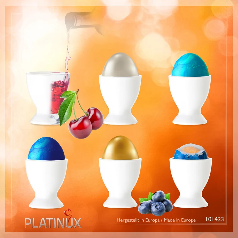 PLATINUX Weiße Eierbecher Set aus Glas 6-Teilig Eierständer Frühstück Egg-Cup 35ml