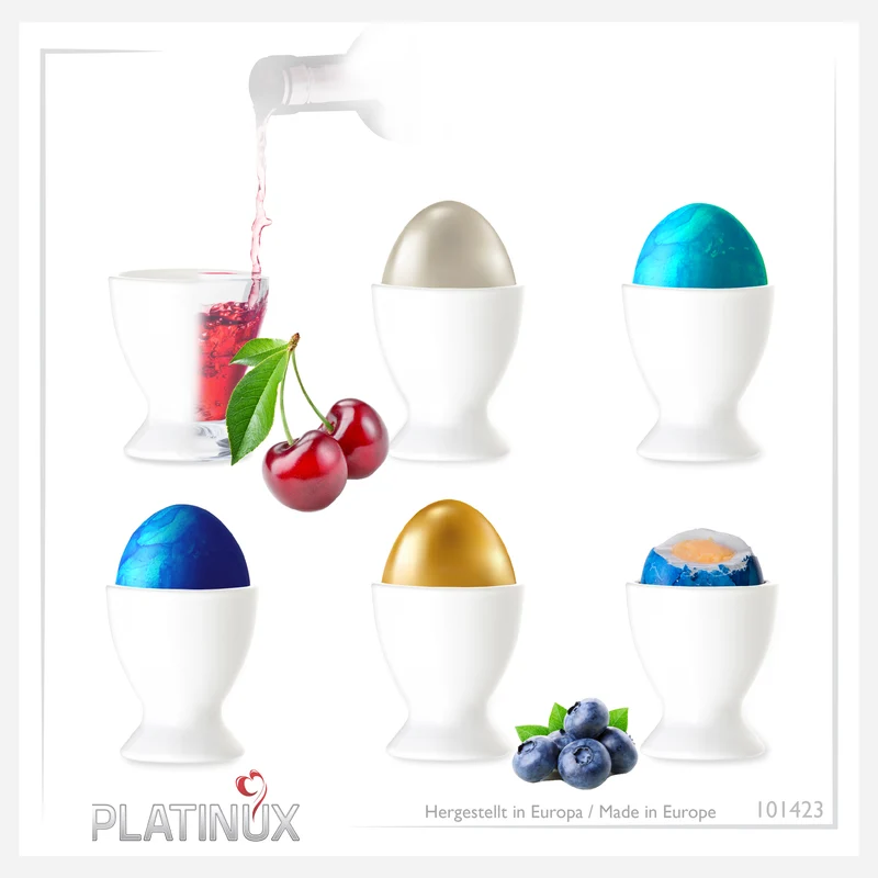PLATINUX Weiße Eierbecher Set aus Glas 6-Teilig Eierständer Frühstück Egg-Cup 35ml