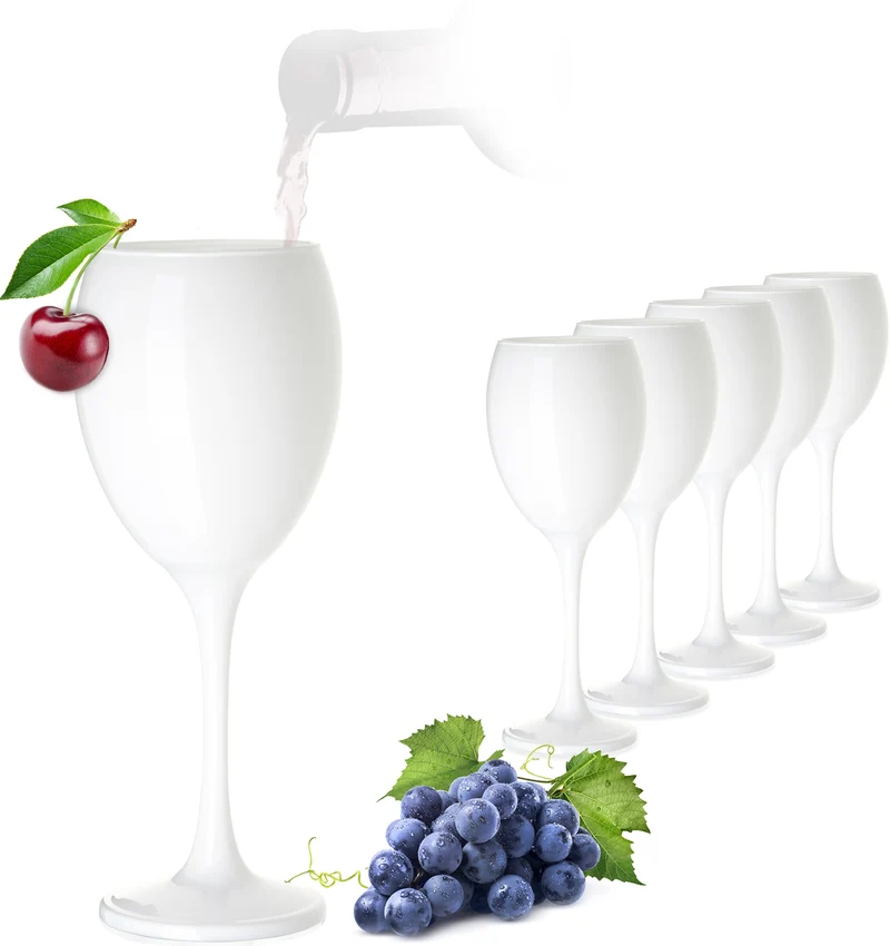 PLATINUX Weiße Weingläser Set 6 Teilig 130ml (max. 320ml) aus Glas