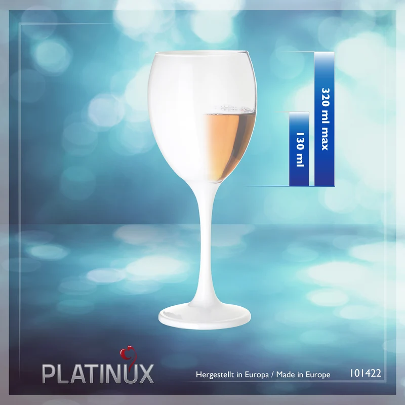 PLATINUX Weiße Weingläser Set 6 Teilig 130ml (max. 320ml) aus Glas