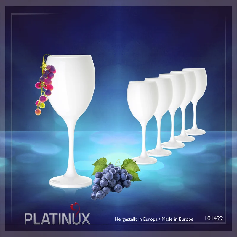 PLATINUX Weiße Weingläser Set 6 Teilig 130ml (max. 320ml) aus Glas