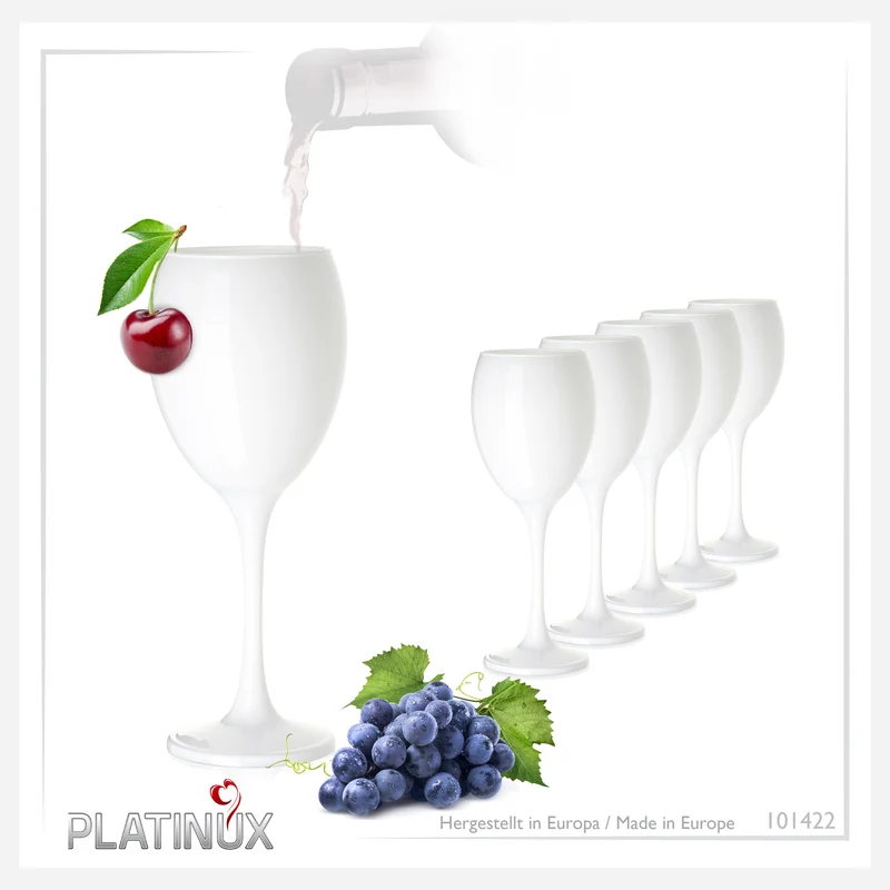 PLATINUX Weiße Weingläser Set 6 Teilig 130ml (max. 320ml) aus Glas