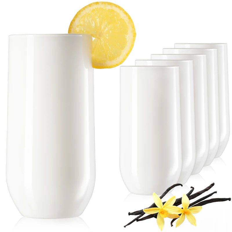 PLATINUX Elegante Weiße Trinkgläser aus Glas 360ml (max. 440ml) Set 6 Teilig