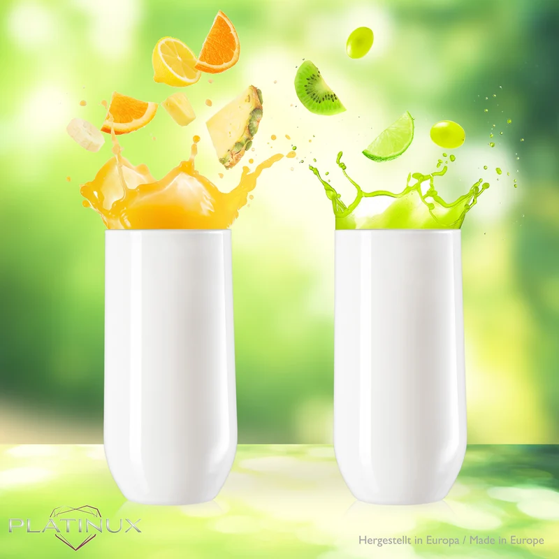 PLATINUX Elegante Weiße Trinkgläser aus Glas 360ml (max. 440ml) Set 6 Teilig