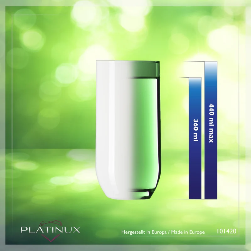 PLATINUX Elegante Weiße Trinkgläser aus Glas 360ml (max. 440ml) Set 6 Teilig