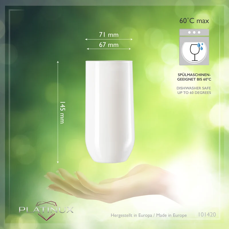 PLATINUX Elegante Weiße Trinkgläser aus Glas 360ml (max. 440ml) Set 6 Teilig