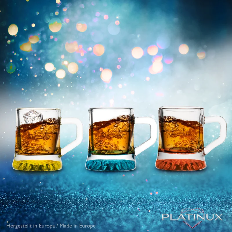 PLATINUX Shotgläser mit Henkel Set 2cl 6 Teilig Mini Bierkrug