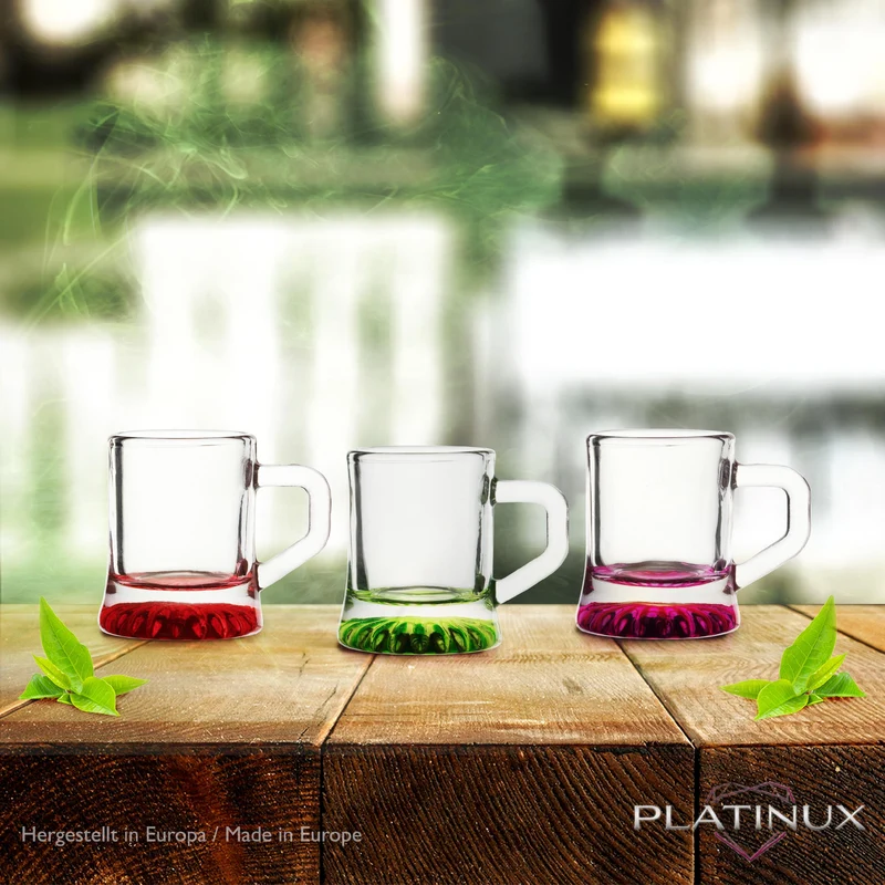 PLATINUX Shotgläser mit Henkel Set 2cl 6 Teilig Mini Bierkrug