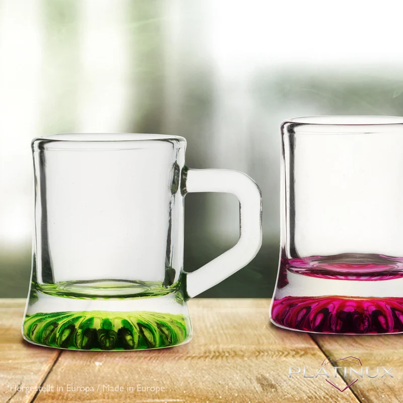 PLATINUX Shotgläser mit Henkel Set 2cl 6 Teilig Mini Bierkrug