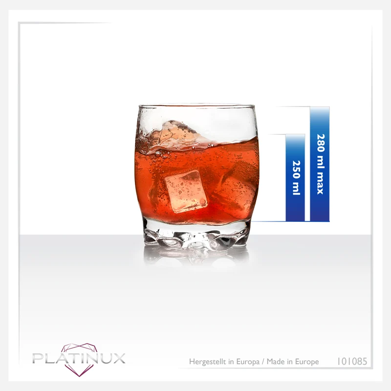 PLATINUX Trinkgläser Set 6 Teilig 250ml geformter Boden