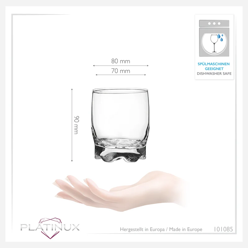 PLATINUX Trinkgläser Set 6 Teilig 250ml geformter Boden