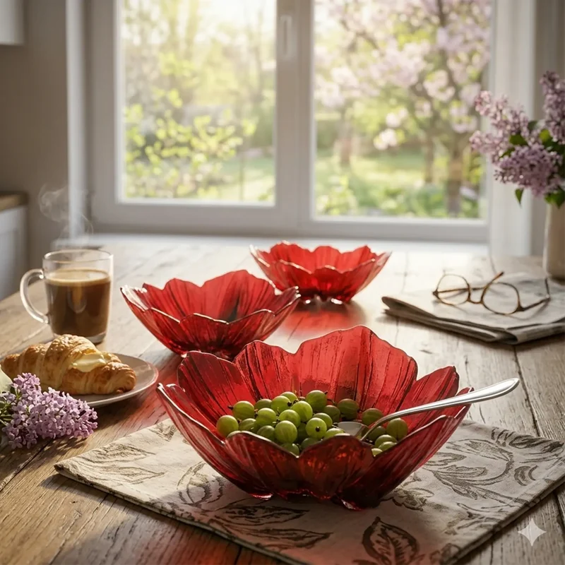 3 Glasschalen "Mohnblüte" im Set