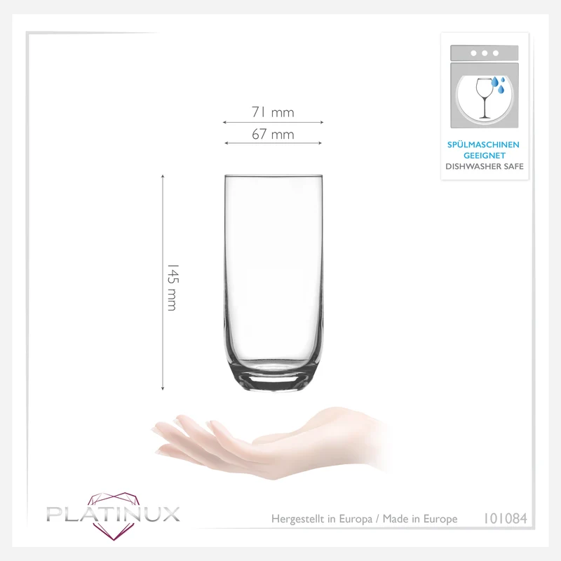 PLATINUX Elegante Trinkgläser 360ml (max. 440ml) Set 6 Teilig