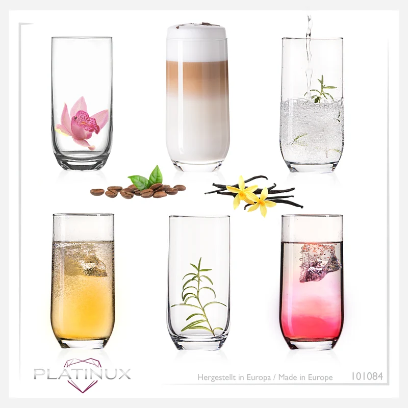 PLATINUX Elegante Trinkgläser 360ml (max. 440ml) Set 6 Teilig