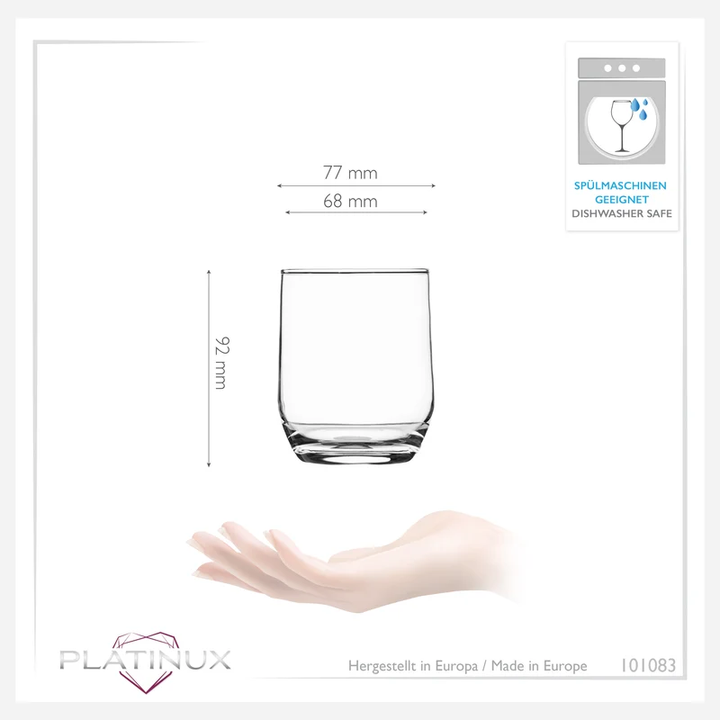 PLATINUX Elegante Trinkgläser 240ml Set 6 Teilig Wassergläser Saftgläser