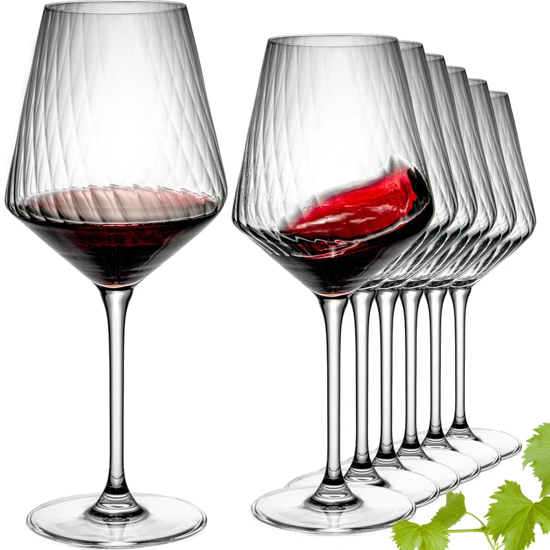 IMPERIAL glass geriffelte Bordeauxgläser 6er Set aus Crystalline Glas 580ml "London" Spülmaschinenfest