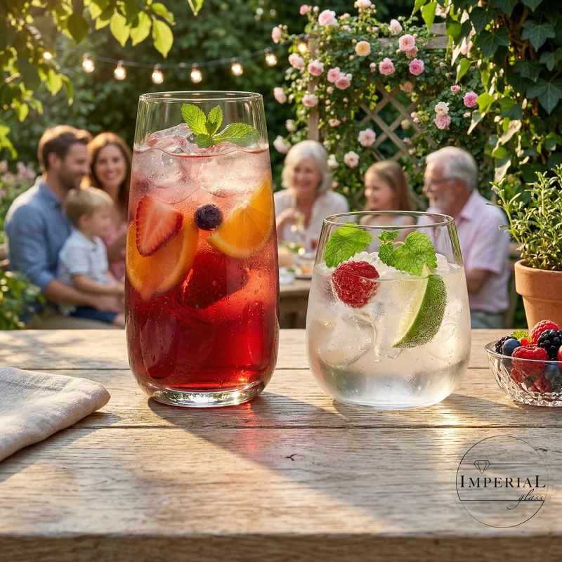 IMPERIAL glass eckige Trinkgläser Set 12er 730ml & 470ml aus Glas "Milano" spülmaschinenfest