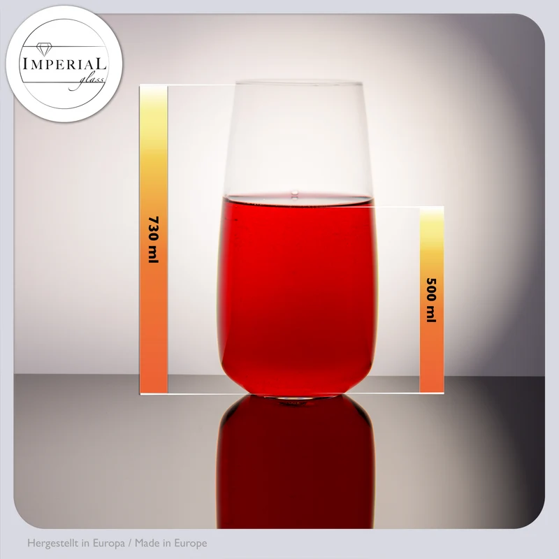 IMPERIAL glass eckige Trinkgläser 730ml Set 6 Stück aus Glas Serie "Milano" spülmaschinenfest