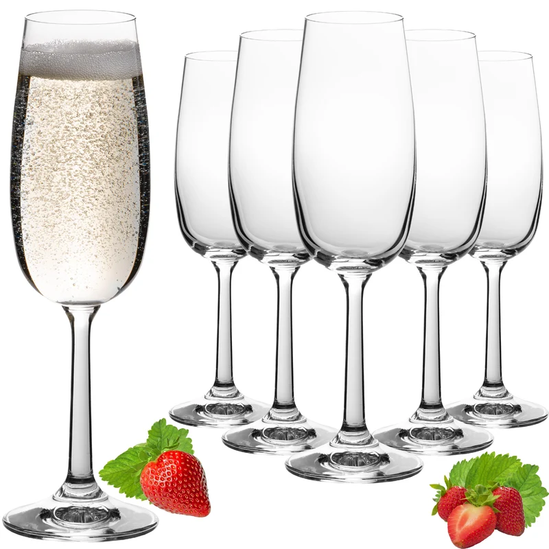 PLATINUX Sektgläser 150ml (max. 180ml) Sektkelche aus Crystalline Glas Set 6-Teilig Spülmaschinenfest
