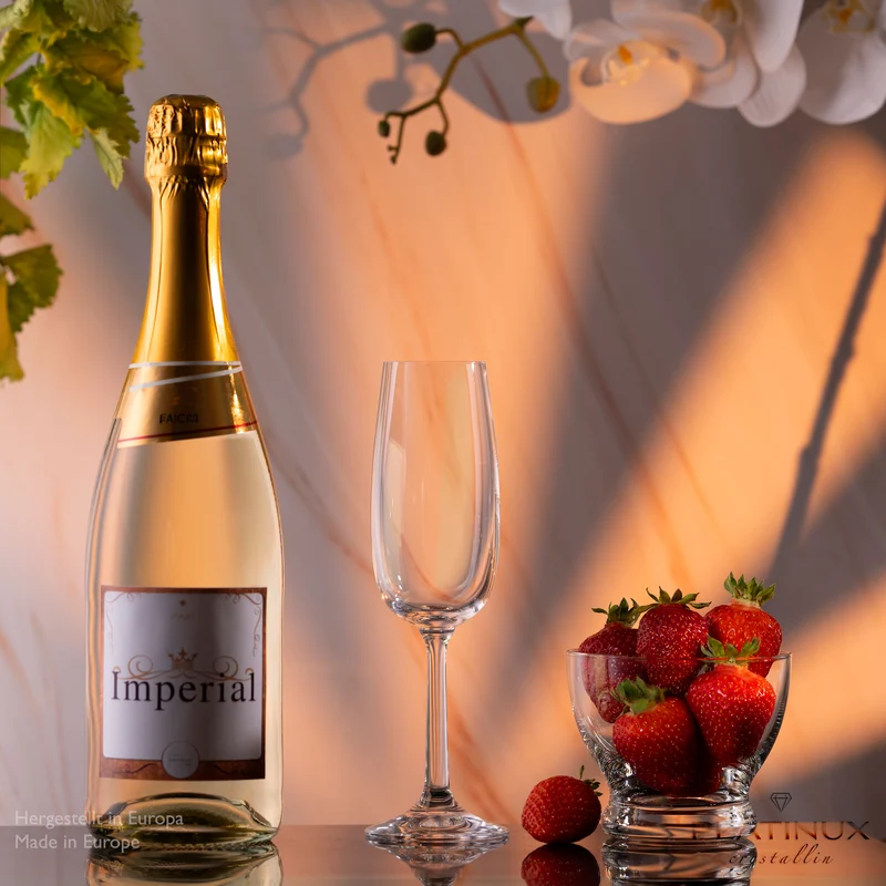 PLATINUX Sektgläser 150ml (max. 180ml) Sektkelche aus Crystalline Glas Set 6-Teilig Spülmaschinenfest